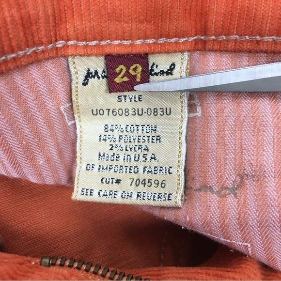 7 FOR ALL MANKIND Pants Corduroy Orange Ribbed Retro 70s Style Flare Size 29 - Picture 9 of 12